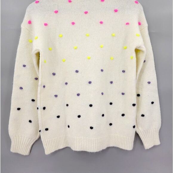 Loft Bobble Sweater Womens XXS Cream Gradient Polka Dot Knit Mock Neck 80s Retro - Picture 7 of 16
